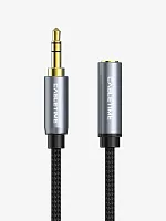 Удлинительный аудиокабель CABLETIME CF11D (CT-AV311-P11F-SG0.3) AUX стерео 3,5 мм (1/8") штекер-штекер, медный, черный ПВХ нейлоновый