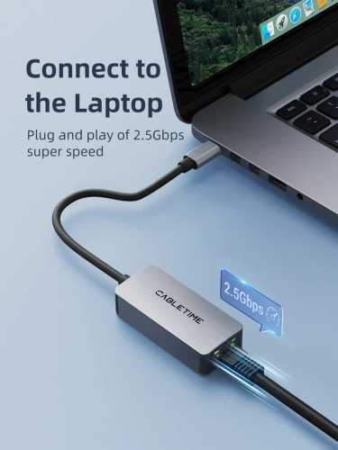 USB-Хаб CABLETIME CB57G (CT-CML2500-AG) – USB 3.0 Type-C, 2.5G RJ45 для ноутбуков фото 4
