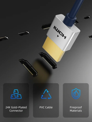 Кабель CABLETIME CH21K (AV540-PUSHEAAG-DB1.8) PRE SLIM HDMI2.0 AM/AM, 4k/60 Гц, позолоченный, синяя ПВХ-оболочка фото 5 Кабель CABLETIME CH21K (AV540-PUSHEAAG-DB1.8) PRE SLIM HDMI2.0 AM/AM, 4k/60 Гц, позолоченный, синяя ПВХ-оболочка фото 5