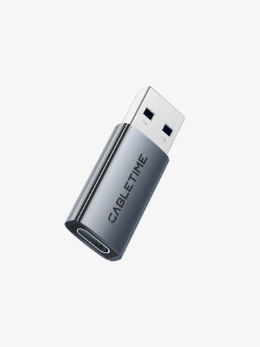 Адаптер CABLETIME CP80G (CT-AMCF10-AG) 10 Гбит/с USB3.2 A Male to USB -C Female OTG алюминий Адаптер CABLETIME CP80G (CT-AMCF10-AG) 10 Гбит/с USB3.2 A Male to USB -C Female OTG алюминий