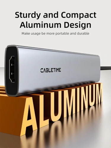 USB концентратор CABLETIME HB01G (CT-HBP1-AG6) 6-в-1 с HDMI, 100W PD для MacBook Pro/Air - Gray фото 5