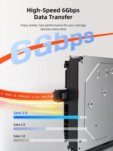 Кабель интерфейсный CABLETIME CAS2E (CT-SATA3-B0.5) 0.5 м, Orange, SATA 3.0, прямой разъем, металлические защелки фото 2 Кабель интерфейсный CABLETIME CAS2E (CT-SATA3-B0.5) 0.5 м, Orange, SATA 3.0, прямой разъем, металлические защелки фото 2