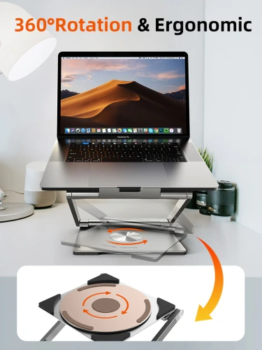 Подставка CABLETIME CS51S (CT-LSH01-AS) для ноутбука с вращением на 360° и концентратором 6-в-1 фото 2