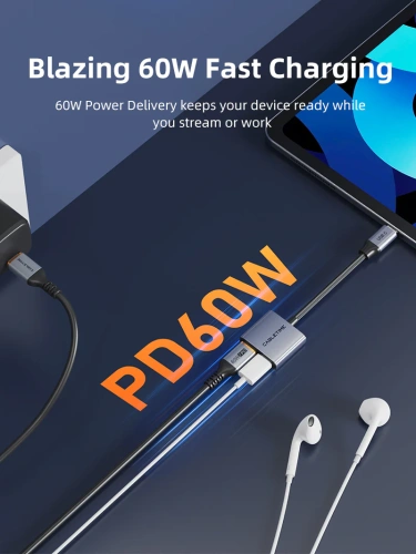 Адаптер CABLETIME CPA2G (CT-CMCC-AG) USB C на USB C Audio+USB C PD 60 Вт фото 5