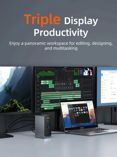 Многопортовая док-станция CABLETIME CB18D (CT-DK181-AG) 18-В-1 8K USB-C с поддержкой macOS MST на Chipset DL6950 (поддерживает 3 экрана) фото 7