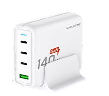 Сетевое зарядное устройство CABLETIME G14WU (CT-GAN140-PWU) 140 Вт, PD 3.1, GAN 4C1A, белый