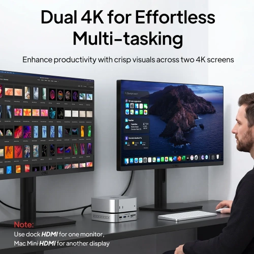 Док-станция CABLETIME CBM9G (CT-DKM9-AG) 9-в-1 Mac Mini M4 DOCK с NVME - Space Grey фото 3