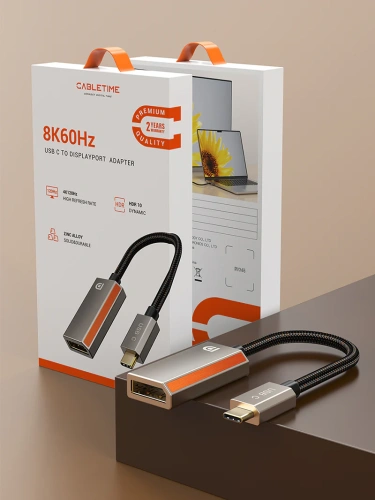 Адаптер CABLETIME CP16A (CT-CMDF8K-ZG) USB C-DisplayPort из цинка 8K/60 Гц фото 11