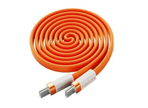 Магнитный плоский кабель CABLETIME CU15H (CT-CM100M-AOW1) 1 м USB-C PD100W оранжевый плетеный