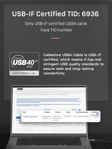 Кабель USB4 CABLETIME CU40E (CT-USB4-AB0.5) черный TPE, нейлоновый 40G/100W/20V/5A, АУДИО-ВИДЕО 8K/60HZ фото 4 Кабель USB4 CABLETIME CU40E (CT-USB4-AB0.5) черный TPE, нейлоновый 40G/100W/20V/5A, АУДИО-ВИДЕО 8K/60HZ фото 4