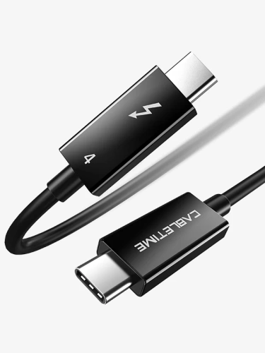 Кабель CABLETIME CT40G (CT-C160-U31-TB4-BB0.8) 0.8 м Thunderbolt 4 Cable USB C до USB C 8K 60 Гц черный PVC