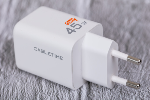 Зарядное устройство CABLETIME GA45W (CT-GAN45-PW) GaN PD3.0 45 Вт A+C, белый фото 2