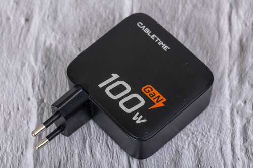Зарядное устройство CABLETIME G100B (CT-GAN100-PB) GaN PD3.0 3C1A 100 Вт, черный фото 2