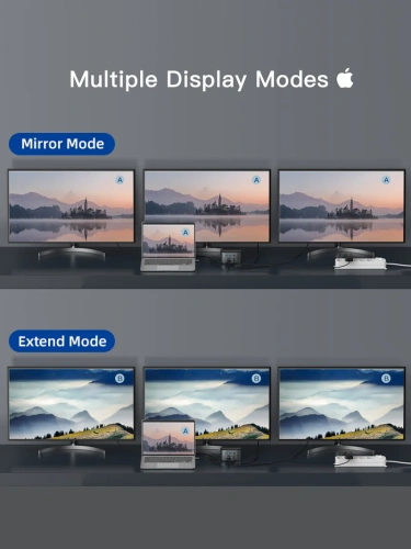 Многопортовая док-станция CABLETIME CB11G (CT-DOCK131-AG2) 13 в 1 USB C, с возможностью подключения трех мониторов и возможностью подачи питания фото 5