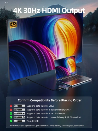 USB-Хаб (концентратор) CABLETIME CB92G (CT-HUBL3-AG) 8-в-1 USB-C HUB, HDMI, Ethernet для MacBook Pro - Gray фото 6