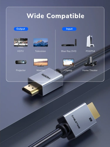 Кабель CABLETIME CH22L (CT-AV566-PHE2G-B2) HDMI2.0 AM/AM, 4k/60 Гц, позолоченный, черная ПВХ-оболочка фото 12