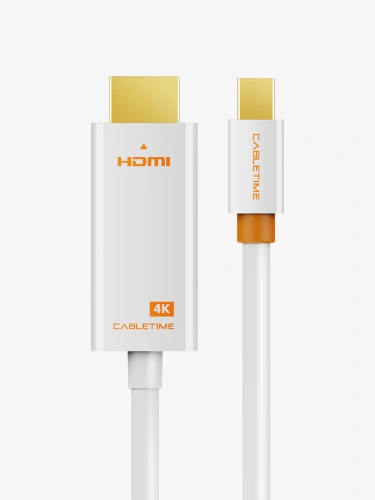 Кабель CABLETIME CD43N (CT-AV588-03G(4K)-W3) Mini DisplayPort - HDMI, Mini DP Male - HDMI Male, Ultra HD 4K/30 Гц (3840*2160p), белый