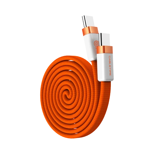 Магнитный плоский кабель CABLETIME CU15H (CT-CM100M-AOW1) 1 м USB-C PD100W оранжевый плетеный фото 2
