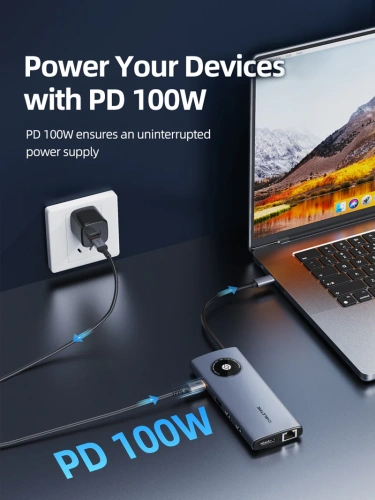 USB-Хаб (концентратор) CABLETIME CB90G (CT-HUBL1-AG) 12-в-1 USB-C HUB, 2 HDMI, 1 DisplayPort для ноутбука - Gray фото 2