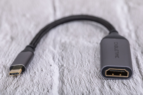 Кабель-адаптер CABLETIME CP10B (CT-C160-PU31-CMHDFn1-S0.2) 0.2 м, USB Type-C - HDMI, 4K/60 Гц, коаксиальный, нейлоновый фото 3