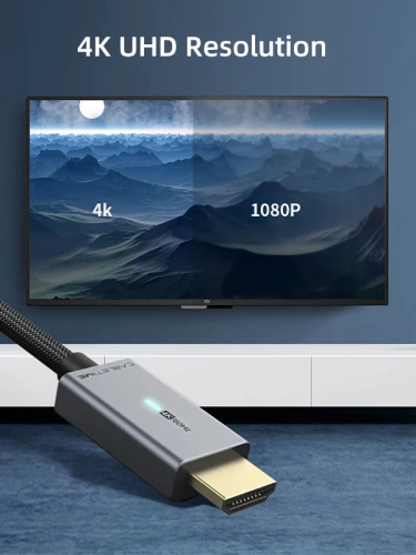 Кабель CABLETIME CD30N (CT-AV585-P02G4K60-S3) TIME DisplayPort - HDMI, Ultra HD 4K/60 Гц (3840*2160p), ПВХ нейлоновый, со светодиодом фото 2