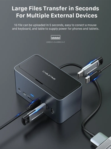 Многопортовая док-станция CABLETIME CB12G (CT-DOCK162-AG) 16-В-2 USB-C (2 × USB-C хост) фото 2