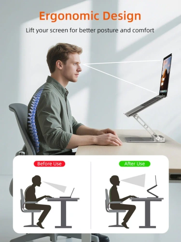 Подставка CABLETIME CS52S (CT-LS08H-AS)  с док-станцией для ноутбука 8-в-1 с экраном 14–17,3 дюйма Space Grey фото 7