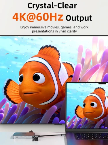 Магнитный концентратор CABLETIME CB34S (CT-HUBS1-AS) 7-в-1 1×HDMI 4K60 Гц, 1×10 Гбит/с NVMe SSD, HDMi 1×USB-A 3.2 10 Гбит/с, 1×USB-C 3.2 10 Гбит/с, 1×SD/TF 3.0 104 Мбит/с, 1×USB-C PD 100 Вт фото 3