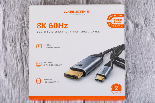 Кабель CABLETIME CC21L (CT-CMDP8K-AG2) USB TYPE C - DisplayPort 8K/60 Гц фото 6