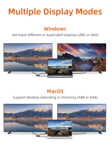 USB-концентратор CABLETIME CB71G (CT-CMDH8K-AG) 4-в-1 USB-C HUB, 8K, Dual 4K HDMI, DP адаптер - Gray фото 4