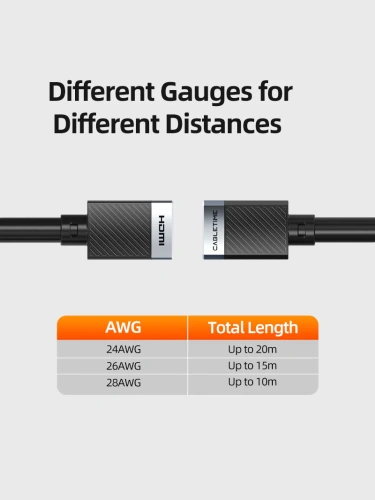 Удлинительный кабель CABLETIME CH26E (CT-HDFF4K-AG0.5) черный, 4K60Hz HDMI фото 3