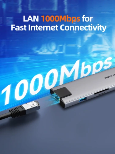 USB концентратор CABLETIME HB03G (CT-HBP3-AG9) 9-в-1 USB-C HUB с 4K60Гц HDMI, Ethernet, Audio Jack и зарядкой  - Gray фото 11