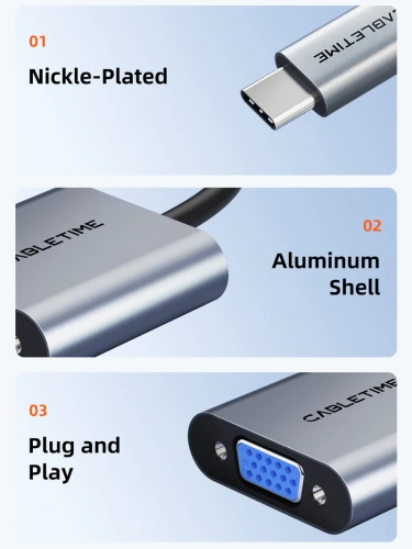 Адаптер CABLETIME CP17A (CT-C160-PU31-CMVGA1-S0.15) 0.15 м, USB-C - VGA фото 5
