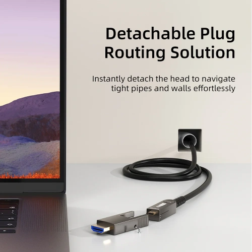 Съемный активный оптоволоконный кабель CABLETIME (CT-AHDD4K-B20) HDMI 2.0 4K, 60 Гц — AOC 18 Гбит/с для домашнего кинотеатра, PS5, проекторов фото 6