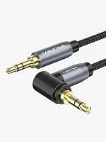 Аудиокабель CABLETIME CF12N (CT-AV311-P11RGN-SG3) AUX стерео 3,5 мм (1/8") 90 градусов, медный, черный ПВХ нейлоновый