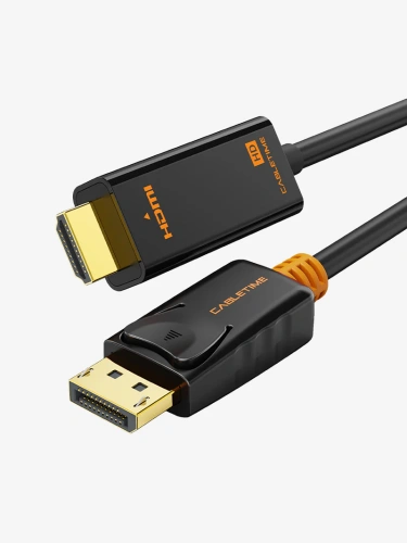 Кабель CABLETIME CD33H (CT-AV585-02G-B1) Cabletime Displayport - HDMI HDTV 1.2v DP - HDMI аудио-видео FULL HD 1080P, черный