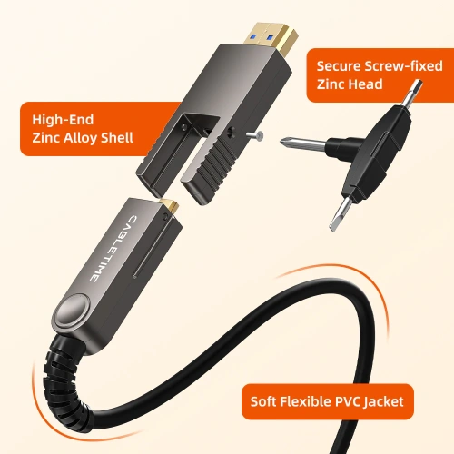 Съемный активный оптоволоконный кабель CABLETIME (CT-AHDD4K-B20) HDMI 2.0 4K, 60 Гц — AOC 18 Гбит/с для домашнего кинотеатра, PS5, проекторов фото 12