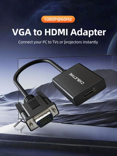 Адаптер CABLETIME CP54B (CT-AV582-VGAH-0.15) VGA-HDMI, черный фото 2 Адаптер CABLETIME CP54B (CT-AV582-VGAH-0.15) VGA-HDMI, черный фото 2