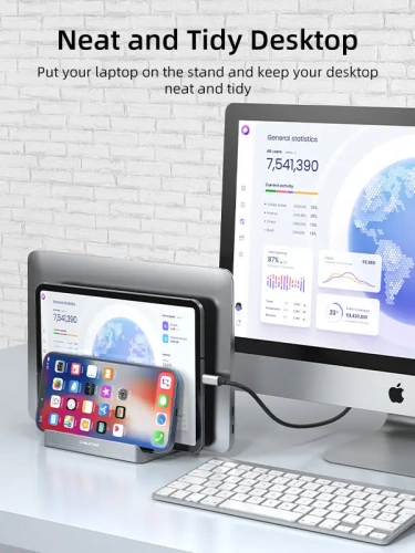 Вертикальная подставка CABLETIME CS14S (CT-VLP02-AS) для ноутбука, серебристый фото 2