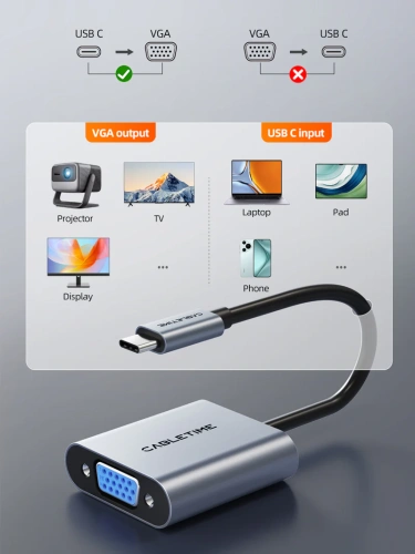 Адаптер CABLETIME CP17A (CT-C160-PU31-CMVGA1-S0.15) 0.15 м, USB-C - VGA фото 6