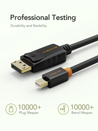 Кабель CABLETIME CD41N (CT-AV588-02G-W3) Mini DisplayPort - DisplayPort, адаптер Cabletime Mini DP - DP, 4K, белый фото 5