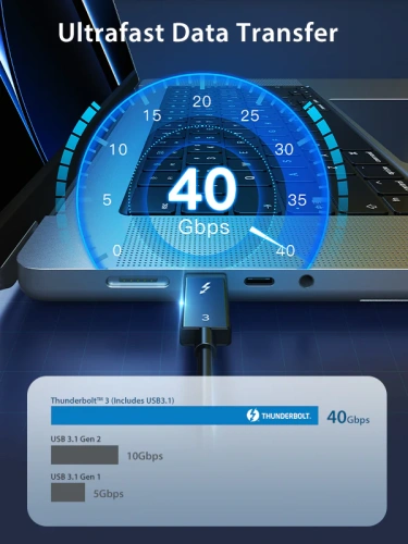 Кабель CABLETIME CT31E (CT-C160-TB3-PB0.5) THUNDERBOLT 3 4K/40G/100W Black фото 2