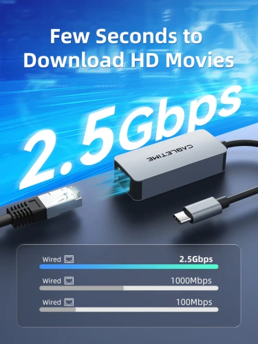 USB-Хаб CABLETIME CB57G (CT-CML2500-AG) – USB 3.0 Type-C, 2.5G RJ45 для ноутбуков фото 2