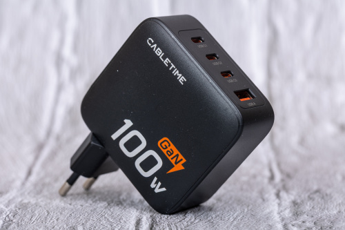 Зарядное устройство CABLETIME G100B (CT-GAN100-PB) GaN PD3.0 3C1A 100 Вт, черный фото 4