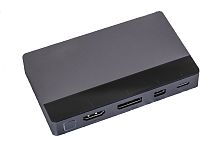 Переключатель CABLETIME CB00G (CT-PS41-GB1) 4-в-1, Mini DP / DP / HDMI / Type-C, 4K@60 Гц, 15 м, подсветка, космический серый