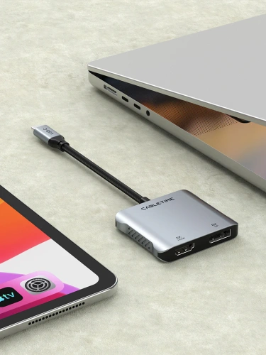 USB-концентратор CABLETIME CB71G (CT-CMDH8K-AG) 4-в-1 USB-C HUB, 8K, Dual 4K HDMI, DP адаптер - Gray фото 6