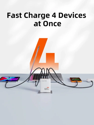 Зарядное устройство CABLETIME G120W (CT-GAN120-PW) GaN PD3.1 3C1A 120 Вт, белый фото 2