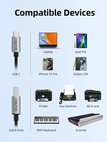 Кабель CABLETIME CA16H (CT-CMBM1-AG1) USB C 2.0 USB / Type C to USB type B фото 8 Кабель CABLETIME CA16H (CT-CMBM1-AG1) USB C 2.0 USB / Type C to USB type B фото 8