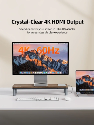 Подставка CABLETIME CSM1G (CT-MRH01-AG) с концентратором 9-в-1 фото 4