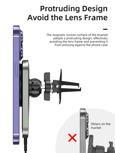 Беспроводное зарядное устройство CABLETIME CE11B (CT-WPH01-PG) автодержатель, Qi-зарядка 15 Вт, быстрая зарядка, автоматическое зажимание, магнитное крепление фото 6 Беспроводное зарядное устройство CABLETIME CE11B (CT-WPH01-PG) автодержатель, Qi-зарядка 15 Вт, быстрая зарядка, автоматическое зажимание, магнитное крепление фото 6